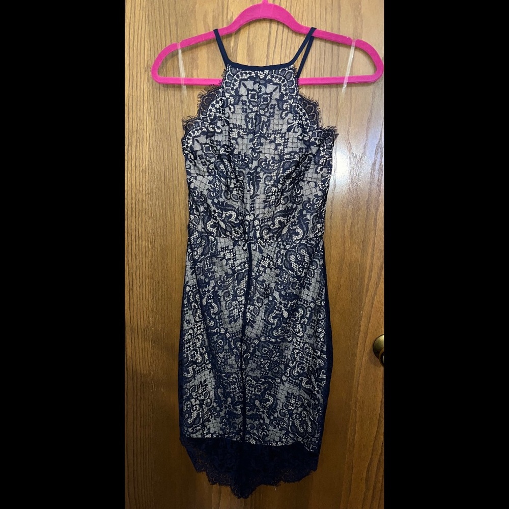 Blue lace midi dress
